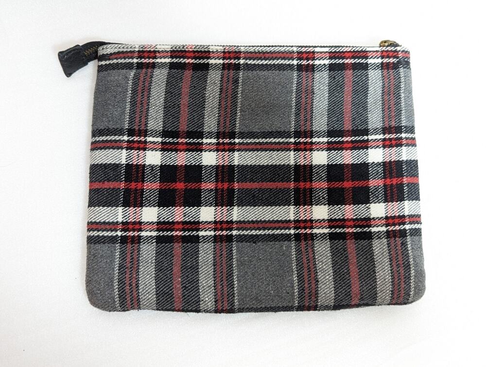 J. Jill Womens Black Red White Jute Cosmetic Bag Clutch Purse w/Tassle